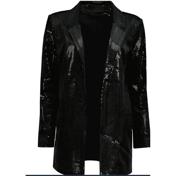 Anthropologie Steal the Night Sparkle Boyfriend Black Blazer NWT - Picture 4 of 10
